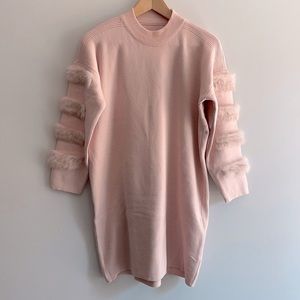 Korean blush pink long sweater dress